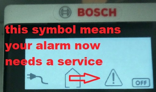 service symbol icon for Bosch beeping alarm code pad needs fixing